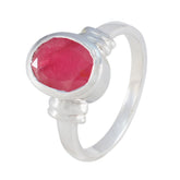 Aisha Red Solitaire Ring with Sterling Silver Band